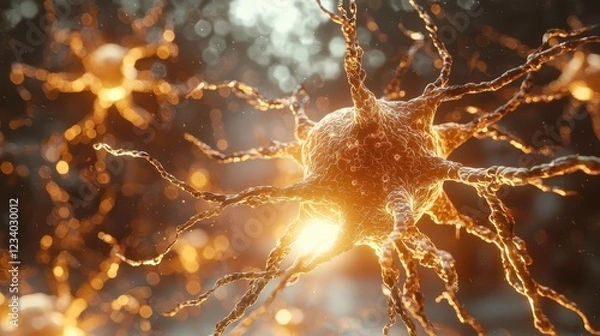 Fototapeta Illuminated Neural Network Microscopic View