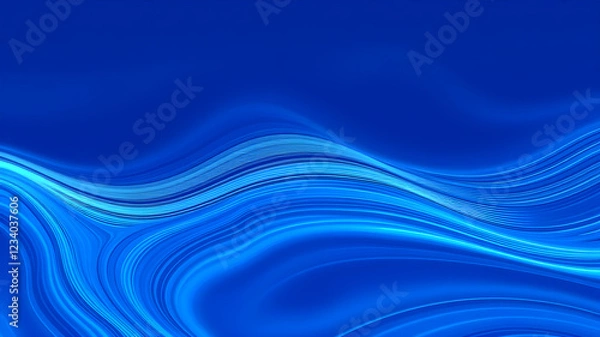 Fototapeta Blue wavy lines abstract background. Trendy psychedelic retro style backdrop. Waves, swirl and twirl pattern. Twisted distorted vector texture. Generative AI