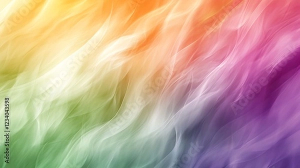 Fototapeta Vibrant rainbow hues softly swirl creating a dreamy ethereal abstract background. AI Generated