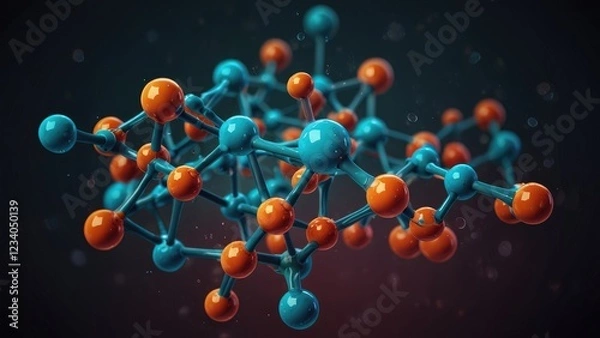 Obraz 3d render of molecule