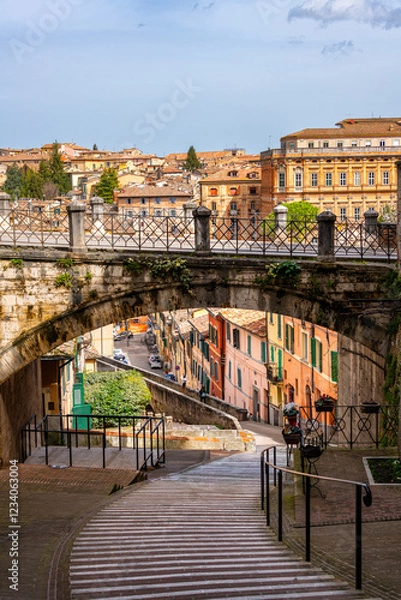 Obraz View of the ancient medieval aqueduct, Perugia, Italy