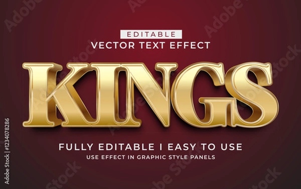 Obraz 3d editable king gold text effect typography style template