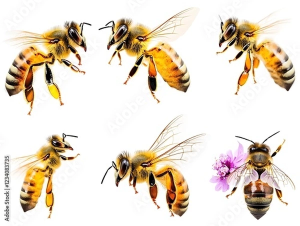 Obraz Buzzy bees pollinating flowers nature macro photography studio close-up