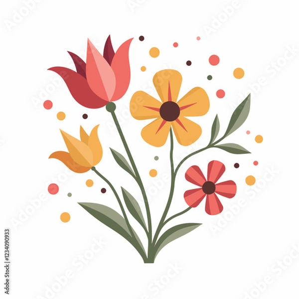 Fototapeta Set of different Vector flowers. Bright and colorful flower icons	