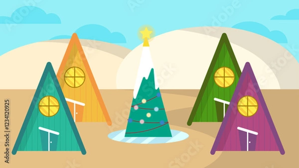 Fototapeta Snowy Christmas in the Desert with Editable AI Format