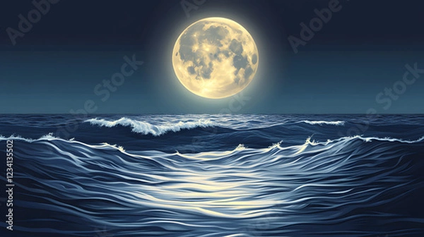 Fototapeta Majestic Moonlit Ocean Waves