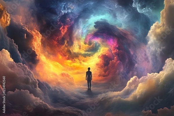 Obraz Borderline Personality Disorder's Emotional Storm clouds bright and dark hues. Mental health concept. 

