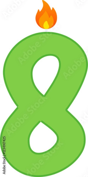 Fototapeta Happy Birthday candle number set line.