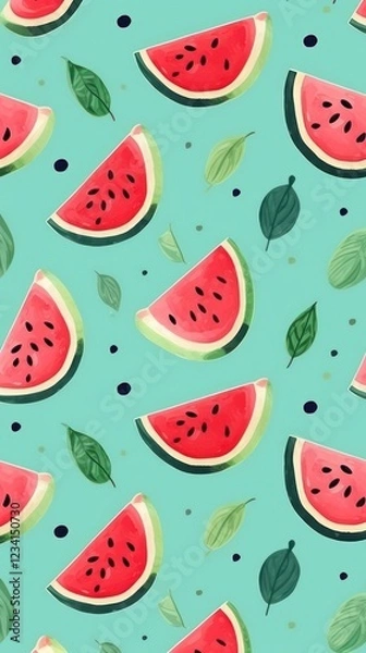 Fototapeta Happy watermelon backgrounds pattern fruit.