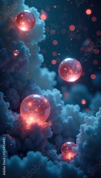 Fototapeta Softly glowing orbs float amidst a void of silence, orb, ethereal, hazy