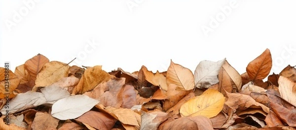 Fototapeta Autumn leaves border, white background, fall design, website header