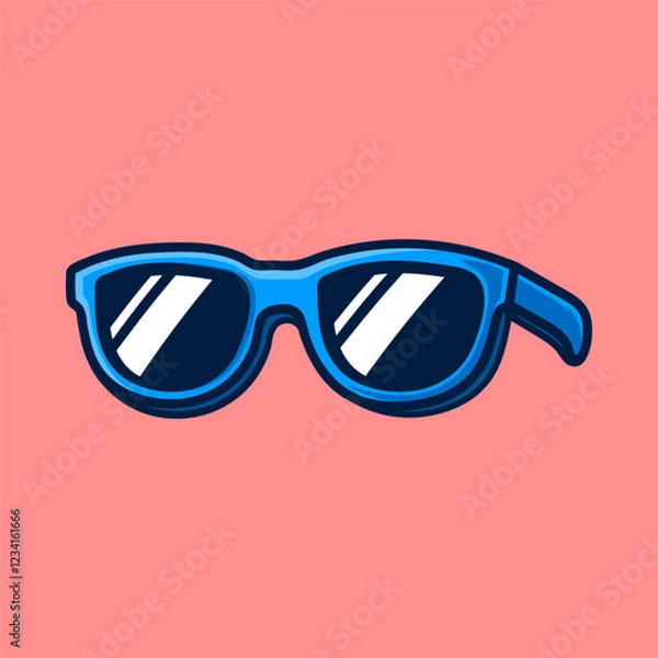 Fototapeta simple sun glasses cartoon colored isolated drawing line style sketch classic vintage design illustration