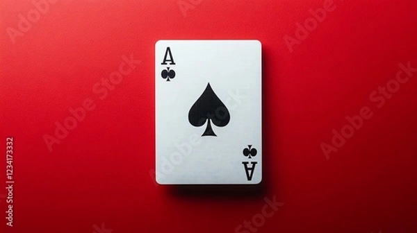 Fototapeta Ace of spades card, red background, gambling game