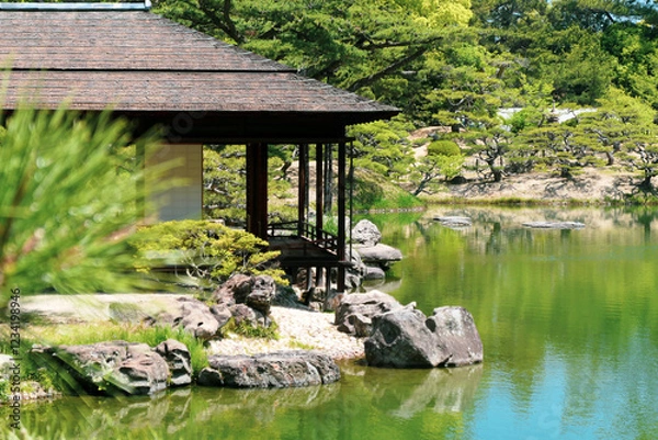 Fototapeta 緑豊かな日本庭園