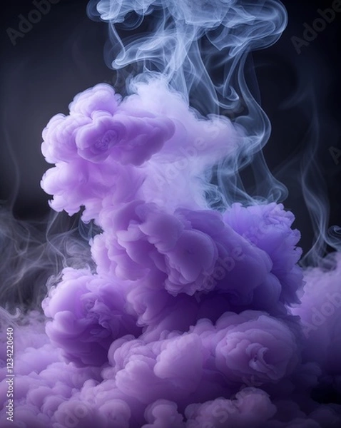 Fototapeta A smooth fade from light lavender to dark violet light in smoke dark background