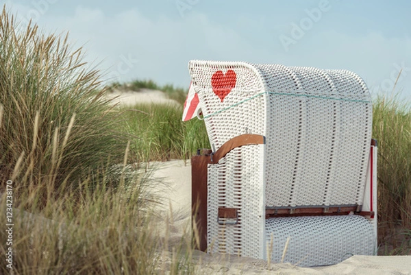 Obraz Strandkorb in den Dünen der Nordsee