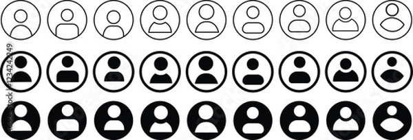 Obraz User profile icon set. User icon in flat style .user profile or login buttons User profile login icon vector set. Editable stroke. Isolated. Line and flat style. Vector