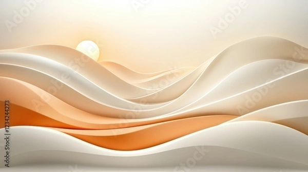 Fototapeta Seaside inspired abstract design featuring waves, sand dunes, and the horizon blended into a cohesive, artistic interpretation.