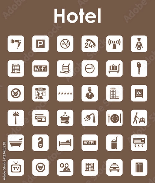 Fototapeta Set of hotel simple icons