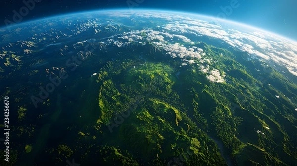 Fototapeta Earth at Night: A Satellite View of City Lights and Clouds