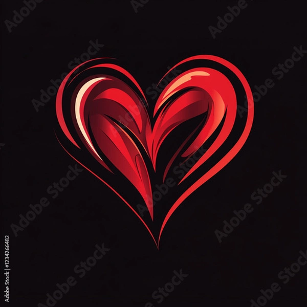 Fototapeta heart on black background, Generative AI	