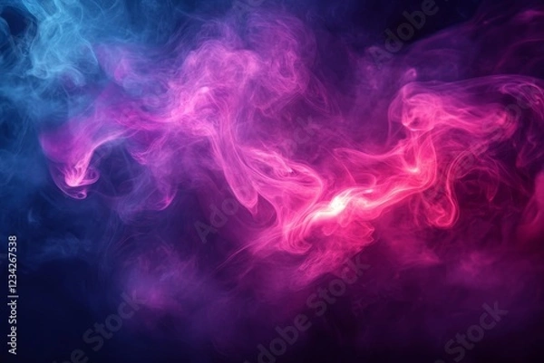 Fototapeta Colorful vapor swirling in vibrant hues of pink and blue, creating an abstract atmosphere of dynamic movement and depth