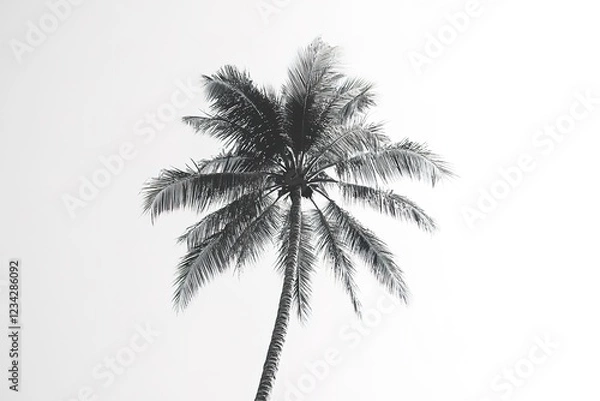 Fototapeta Stylish Gray Snapchat Palm Tree Icon: Tropical Vibes, Social Media, App Icon, Summer, Vacation, Island Getaway, Digital 