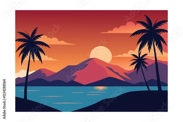 Obraz tropical beach with palm trees