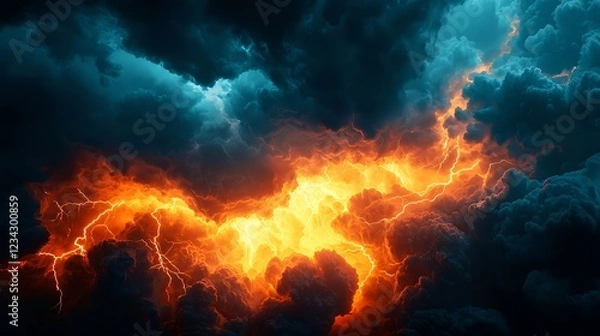 Fototapeta Fiery Storm Clouds Dramatic Sky