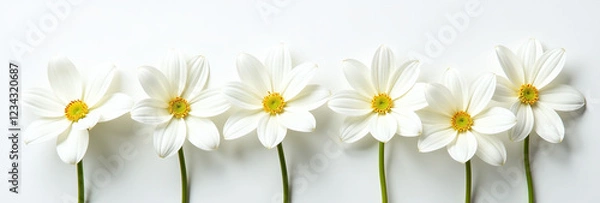 Obraz white flowers arranged neatly plain backdrop creates visually appealing decorative