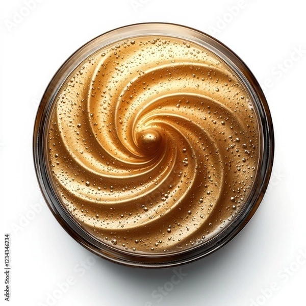 Fototapeta Top view of a creamy latte with swirling foam and rich texture