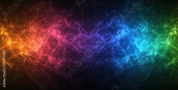 Fototapeta A music cover poster design with an abstract curve pattern on a grainy gradient background in shades of orange, blue, and white