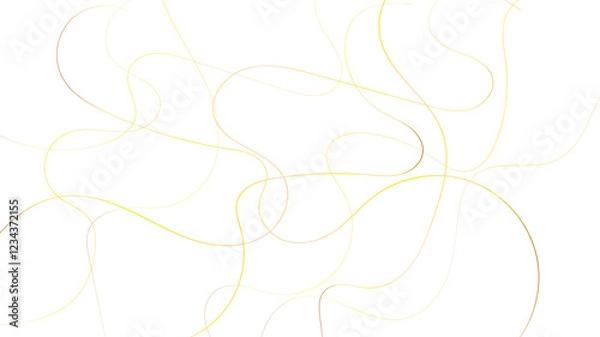 Fototapeta Colorful random pattern golden line stroke on a transparent background. Decorative pattern with tangled curved lines. Random chaotic gold lines abstract geometric pattern vector background.