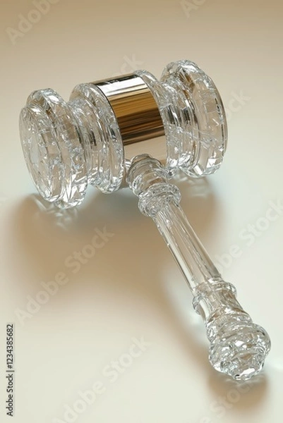 Fototapeta Glass gavel symbolizing transparency in justice system.