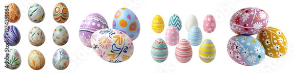 Obraz Colorful decorated eggs arranged beautifully for a festive celebration during springtime event