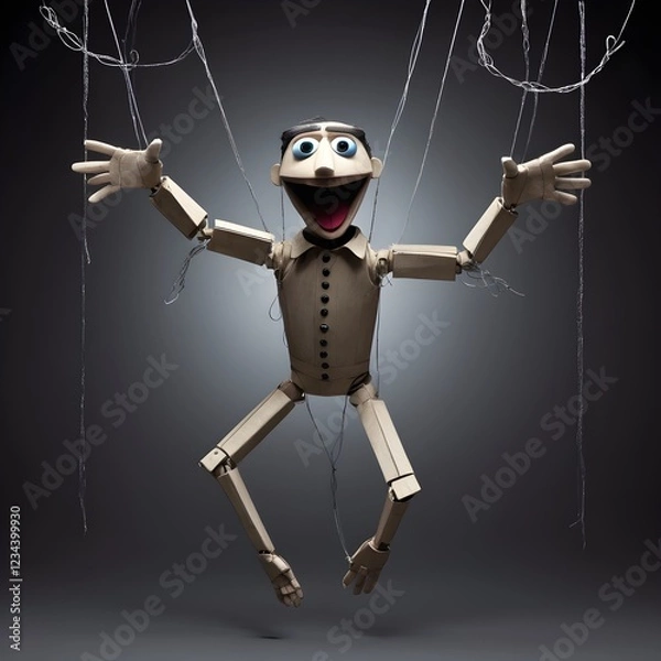 Obraz A puppet controlled by invisible hands, struggling to break free