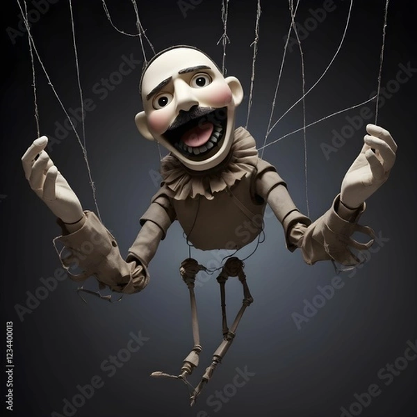 Obraz A puppet controlled by invisible hands, struggling to break free