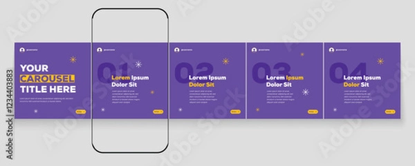 Fototapeta LinkedIn carousel post design Editable business social media Instagram carousel post template