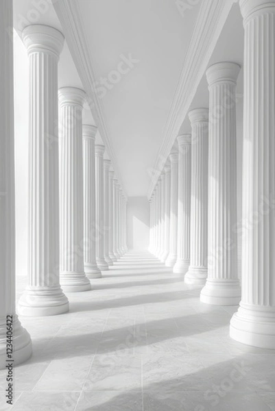 Obraz Majestic white architectural columns in a sunlit corridor.