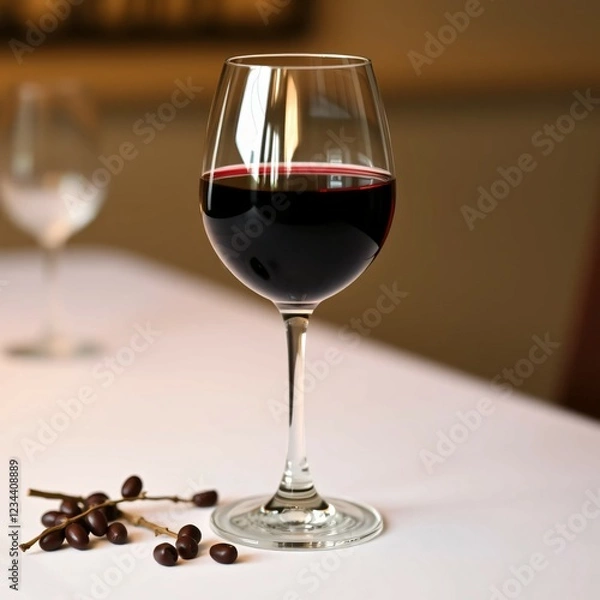 Fototapeta Brimful wine glasses filled with rich red drink, elegant and refined atmosphere, Ai generated Images