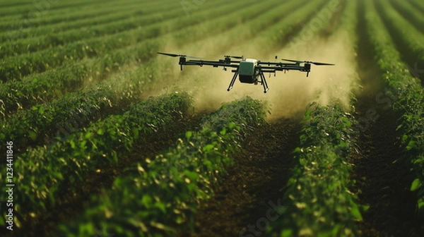 Obraz Dron spraying pesticides over the field