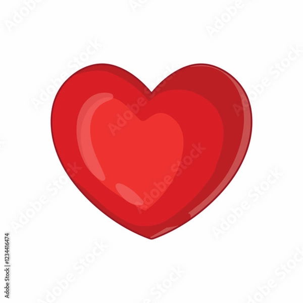 Obraz Red heart isolated on white background. Vector illustration. Eps 10.