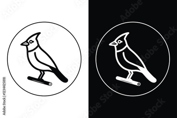 Fototapeta Versatile Cardinal Silhouette Vector with Black and White Aesthetic.