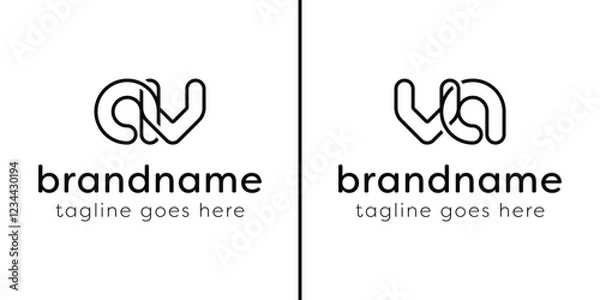 Fototapeta Letters AV and VA Monogram Line Logo, suitable for any business with VA or AV initials