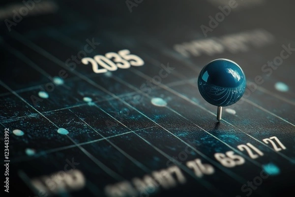 Fototapeta Pinpointing the year 2035 on futuristic timeline chart