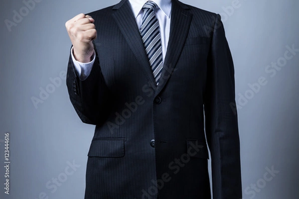 Fototapeta スーツを着ているビジネスマン、ガッツポーズ