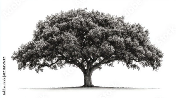 Obraz Majestic oak tree, isolated, white background, nature