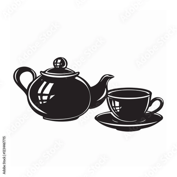 Obraz Chinese Tea Pot Stock Vectors and Vector Art isolated on white background.