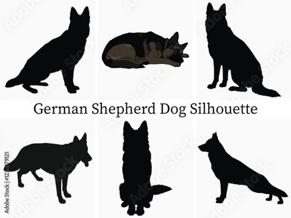 Fototapeta German Shepherd Dog Silhouette Bundle