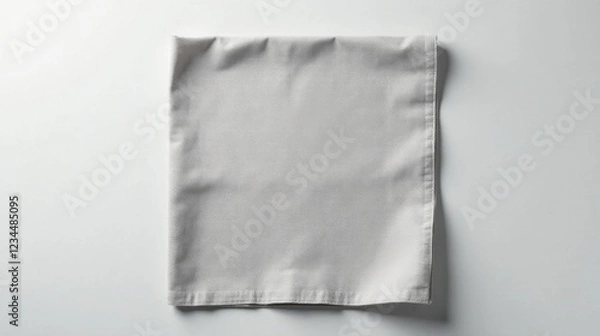 Obraz A Simple, Elegantly Folded Light Gray Linen Placemat on a White Surface, Perfect for Mockups and Design Projects